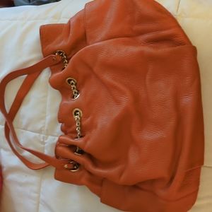 Michael Kors Burnt Orange pebble leather shoulder bag